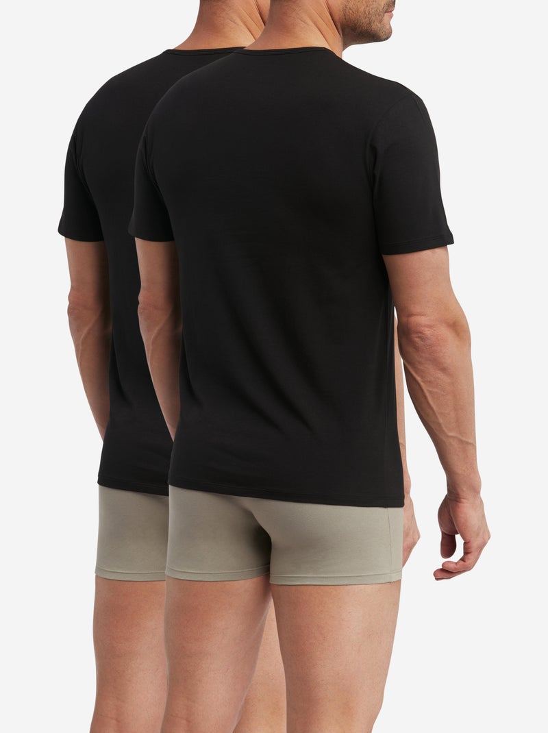 Lot de 2 t-shirts homme thermorégulateur coton col rond Sport Noir - Kiabi