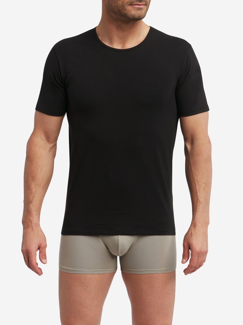 Lot de 2 t-shirts homme thermorégulateur coton col rond Sport Noir - Kiabi