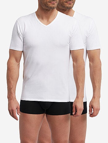 Lot de 2 t-shirts homme thermorégulateur coton col V Sport
