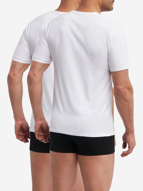 Lot de 2 t-shirts homme thermorégulateur coton col V Sport - Kiabi
