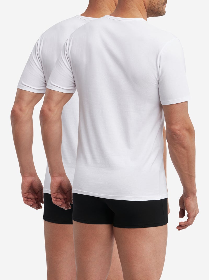 Lot de 2 t-shirts homme thermorégulateur coton col V Sport Blanc - Kiabi