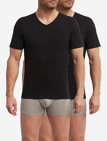 Lot de 2 t-shirts homme thermorégulateur coton col V Sport