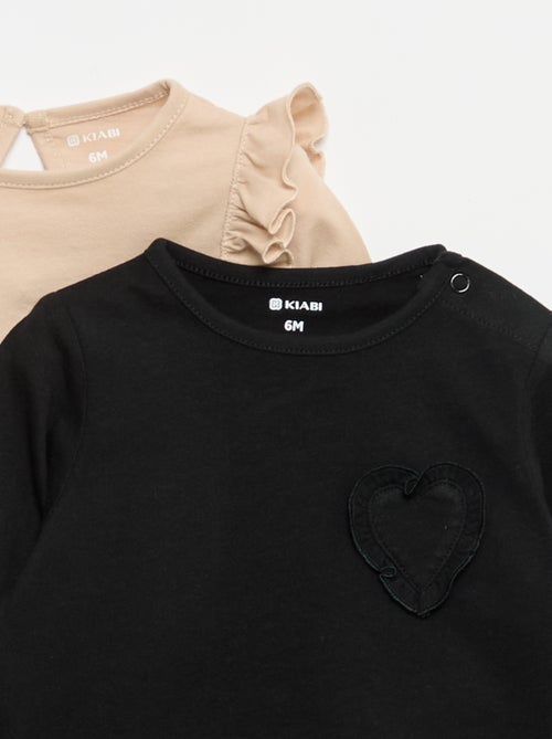 Lot de 2 t-shirts manches longues en jersey coton - Kiabi