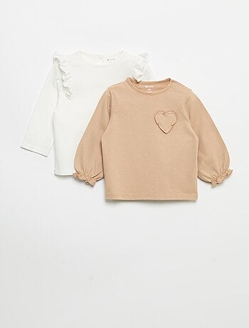Lot de 2 t-shirts manches longues en jersey coton