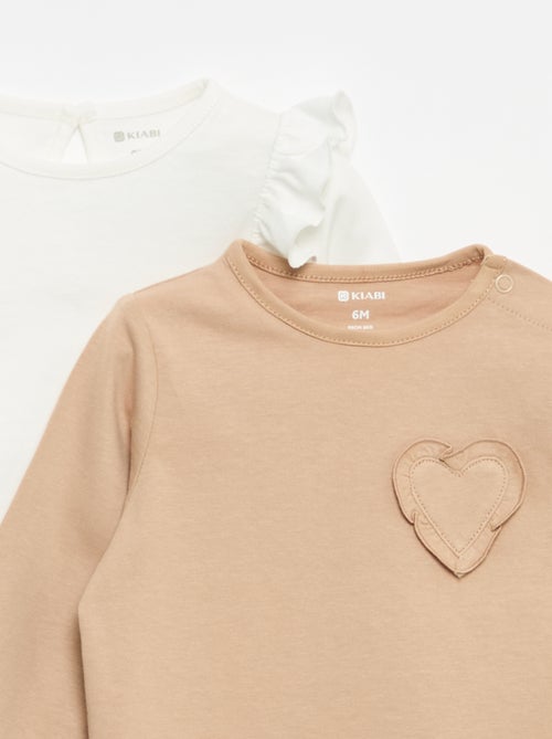 Lot de 2 t-shirts manches longues en jersey coton - Kiabi