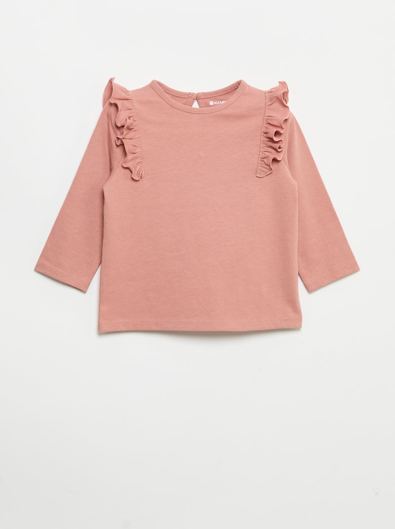Lot de 2 t-shirts manches longues en jersey coton Rose - Kiabi
