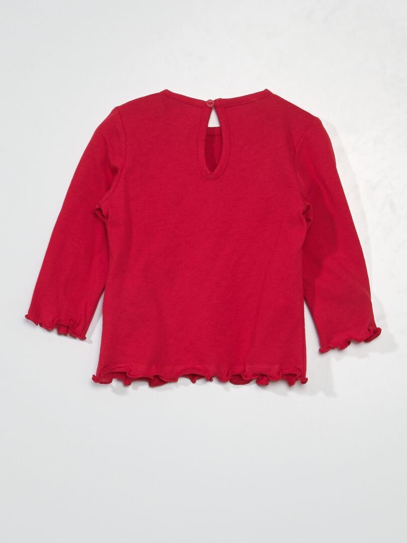Lot de 2 t-shirts manches longues Rouge/blanc - Kiabi
