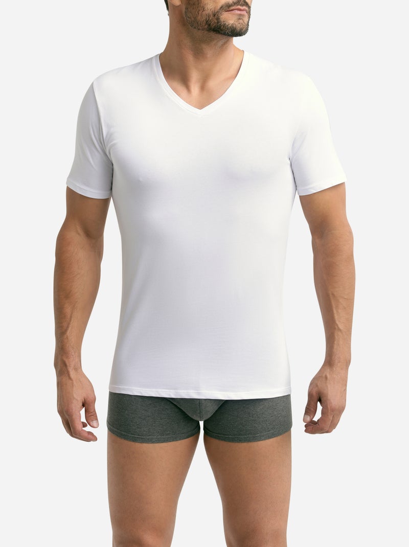 Lot de 2 t-shirts Respirant Col V Gots Good Blanc - Kiabi