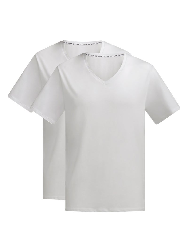 Lot de 2 t-shirts Respirant Col V Gots Good Blanc - Kiabi