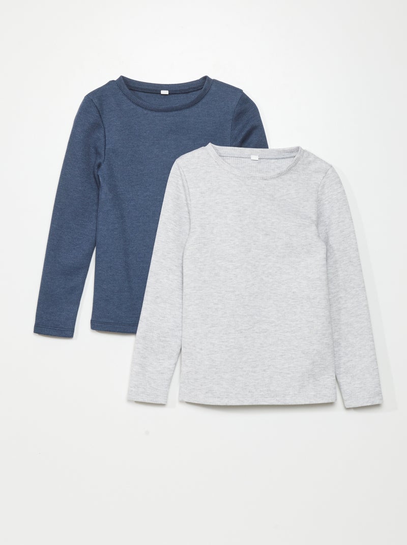 Lot de 2 t-shirts thermorégulant - Toujours + de chaleur Bleu marine / gris - Kiabi