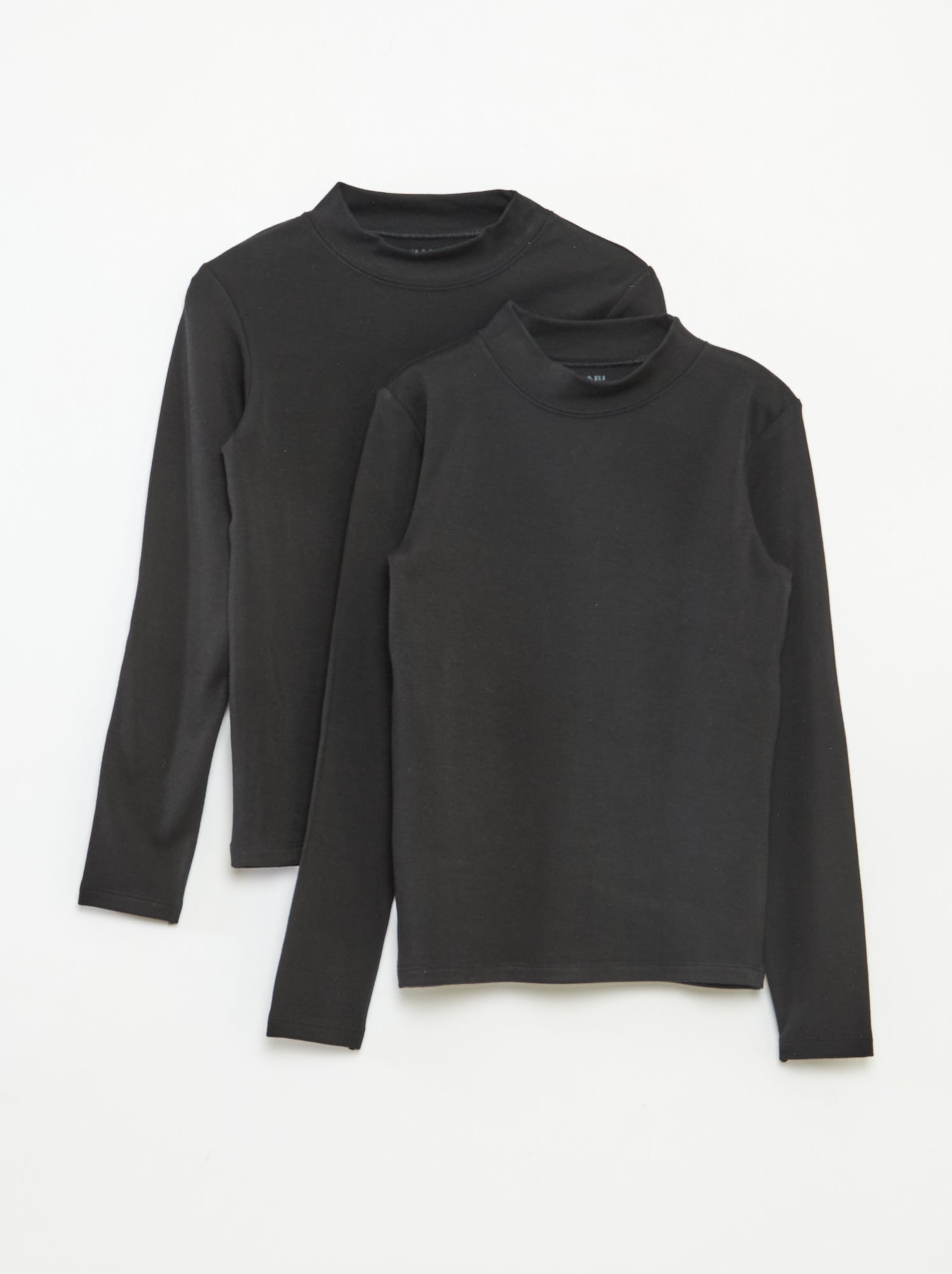 Lot De 2 T-shirts à Col Roulé Pour Fille - Coton Extensible - Coupe Ajustée - Manches Longues - 5