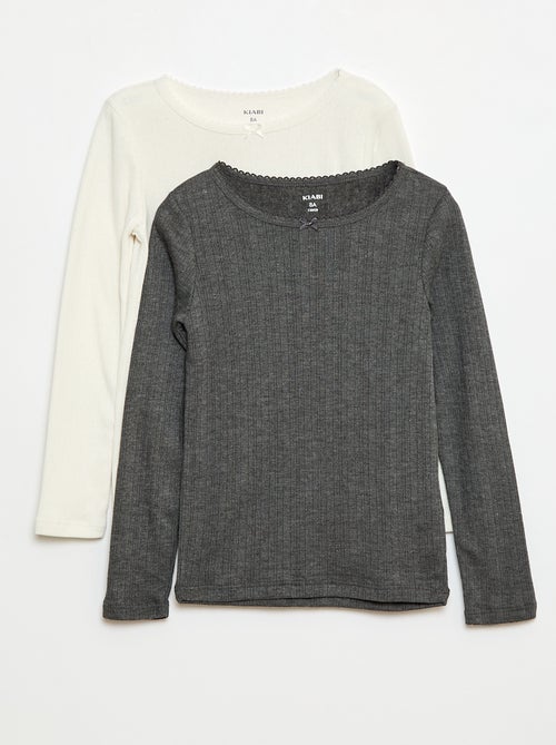 Lot de 2 t-shirts thermorégulateur en maille pointelle - Kiabi