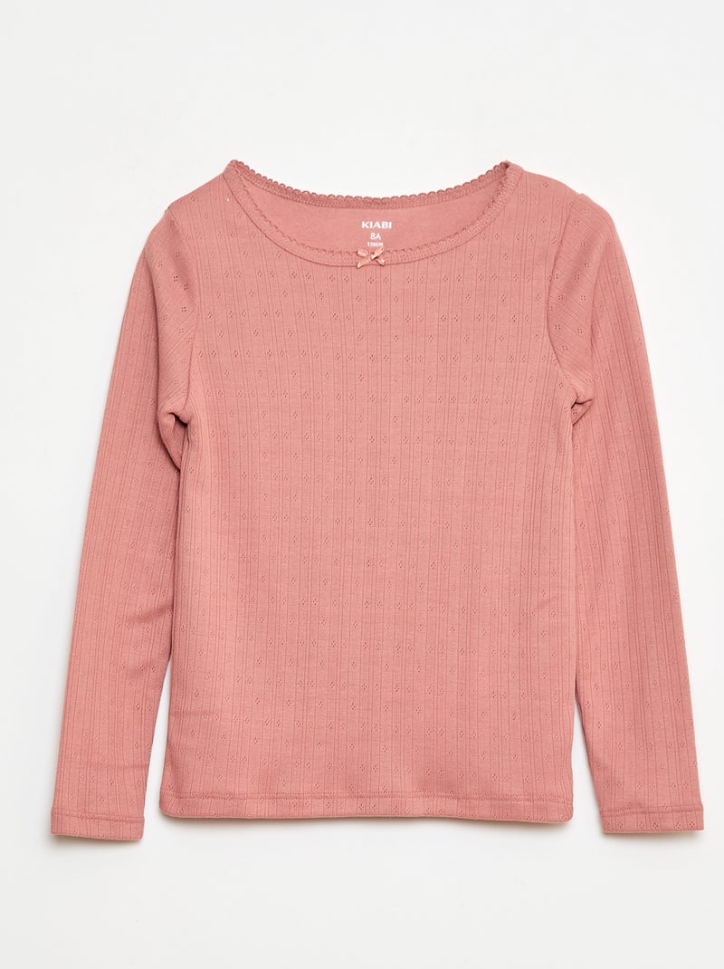 Lot de 2 t-shirts thermorégulateur en maille pointelle Rose - Kiabi