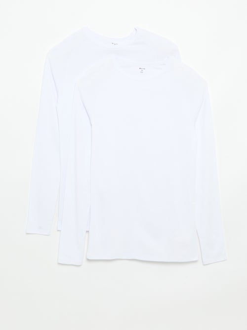 Lot de 2 T-shirts unis à manches longues - Kiabi