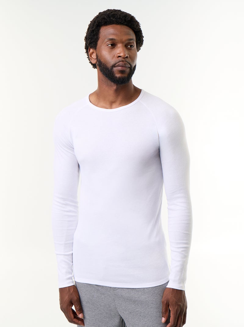 Lot de 2 T-shirts unis à manches longues Blanc - Kiabi