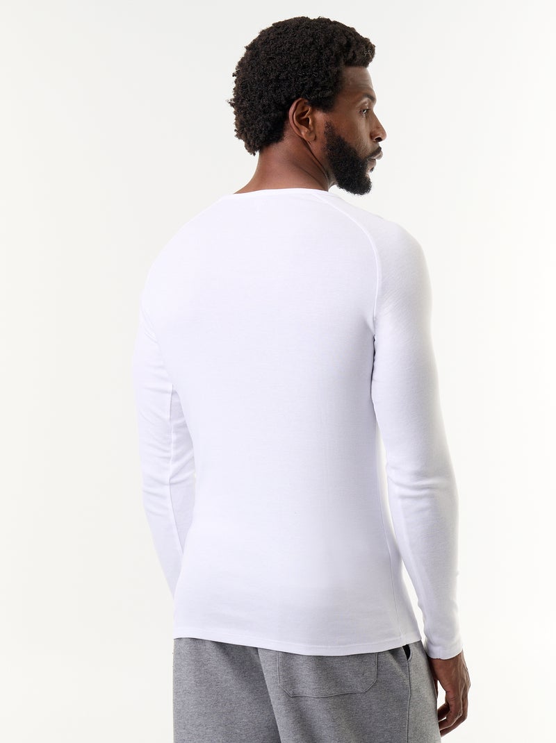 Lot de 2 T-shirts unis à manches longues Blanc - Kiabi