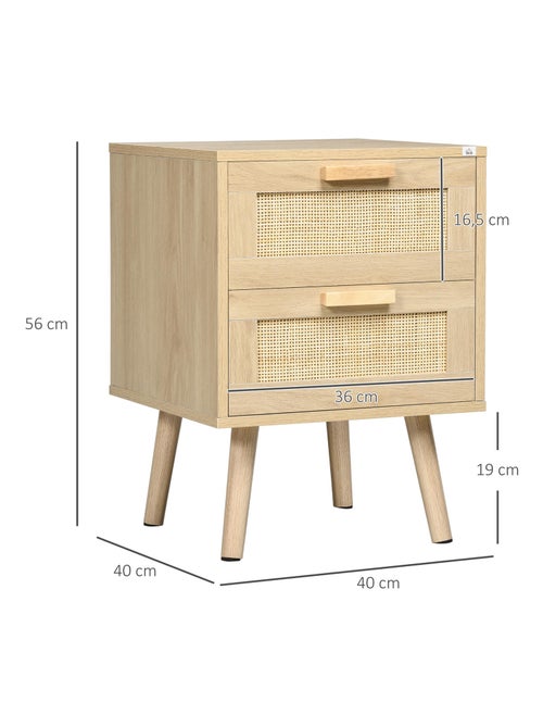Lot de 2 tables de chevet 2 tiroirs cannage rotin bois aspect bois clair - Kiabi Lot de 2 tables de chevet 2 tiroirs cannage rotin bois aspect bois clair - Kiabi