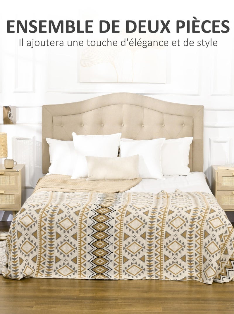 Lot de 2 tables de chevet 2 tiroirs cannage rotin bois aspect bois clair Beige - Kiabi