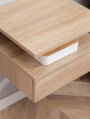 Lot de 2 tables de chevet murales - tiroir coulissant, niche, plateau