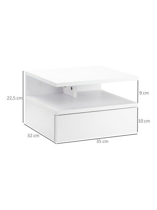 Lot de 2 tables de chevet murales - tiroir coulissant, niche, plateau - Kiabi Lot de 2 tables de chevet murales - tiroir coulissant, niche, plateau - Kiabi