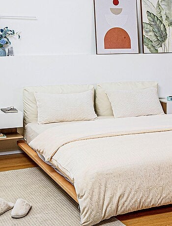 Lot de 2 tables de chevet murales - tiroir, étagère - chêne clair blanc