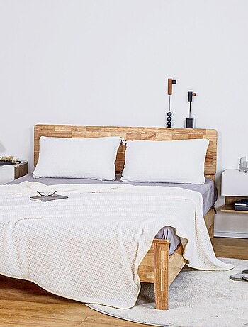 Lot de 2 tables de chevet murales - tiroir, étagère - chêne clair blanc