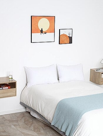 Lot de 2 tables de chevet murales aspect chêne clair