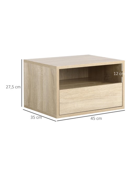Lot de 2 tables de chevet murales aspect chêne clair - Kiabi