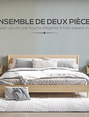 Lot de 2 tables de chevet murales avec tiroir coulissant