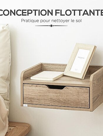 Lot de 2 tables de chevet murales avec tiroir coulissant