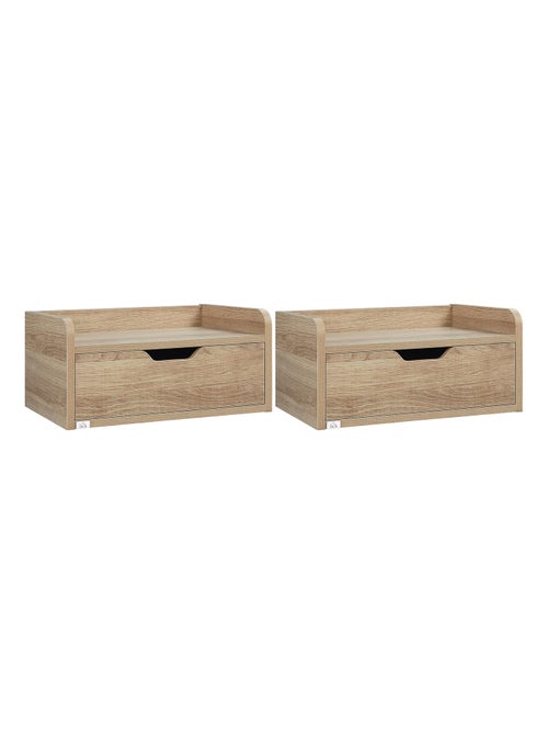 Lot de 2 tables de chevet murales avec tiroir coulissant - Kiabi