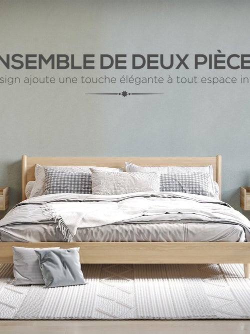 Lot de 2 tables de chevet murales avec tiroir coulissant - Kiabi