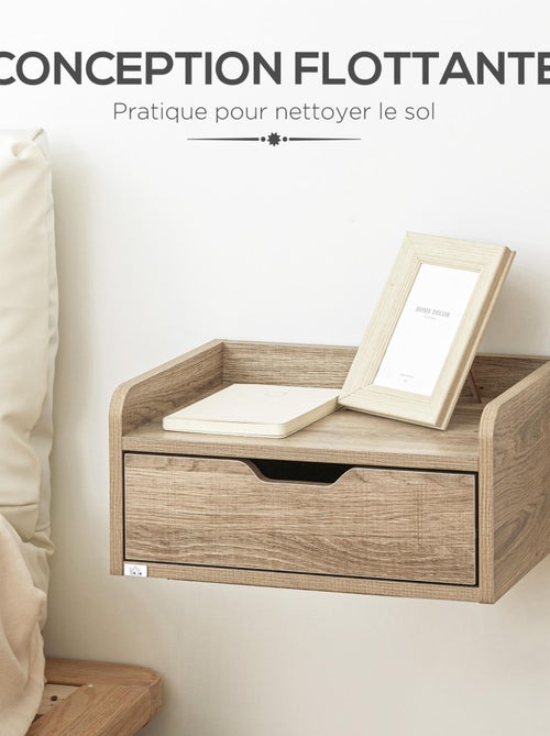 Lot de 2 tables de chevet murales avec tiroir coulissant - Kiabi