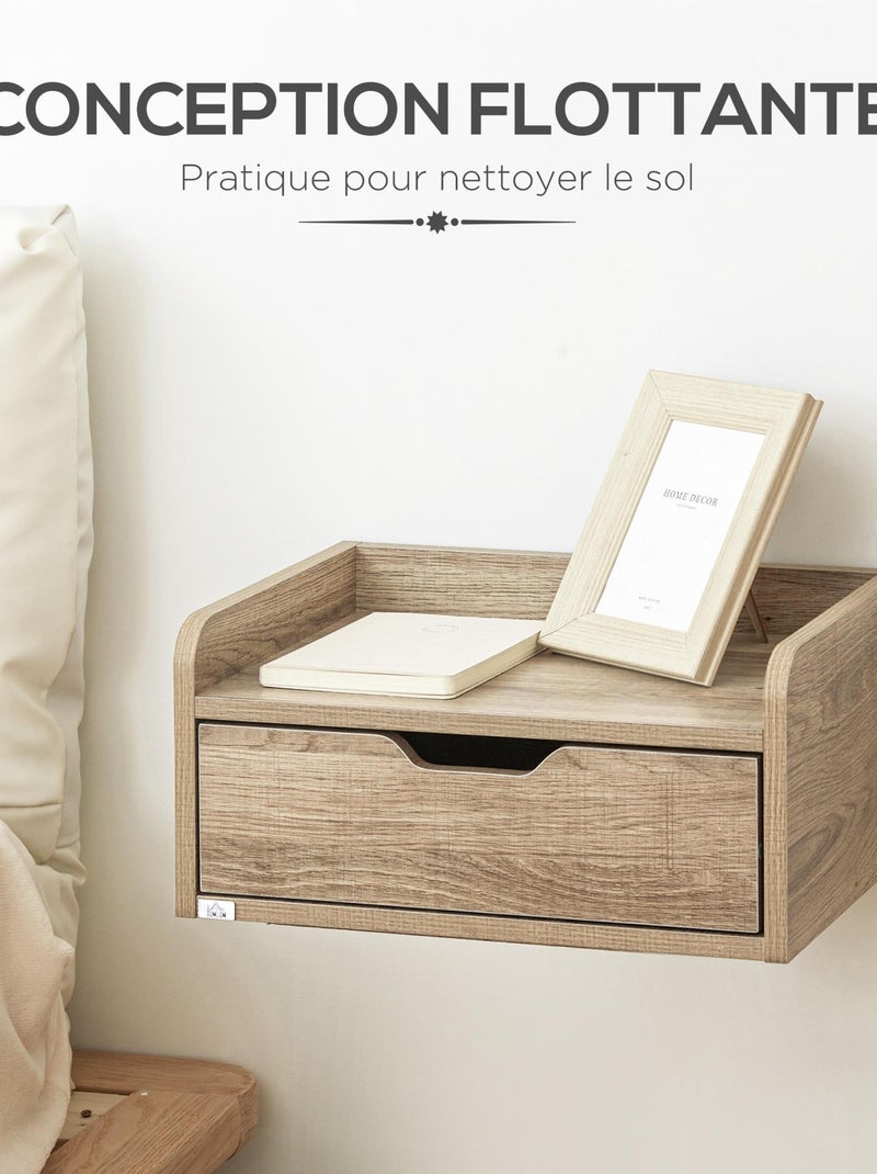 Lot de 2 tables de chevet murales avec tiroir coulissant Beige - Kiabi