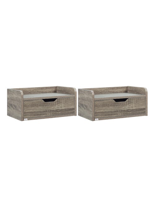 Lot de 2 tables de chevet murales avec tiroir coulissant - Kiabi
