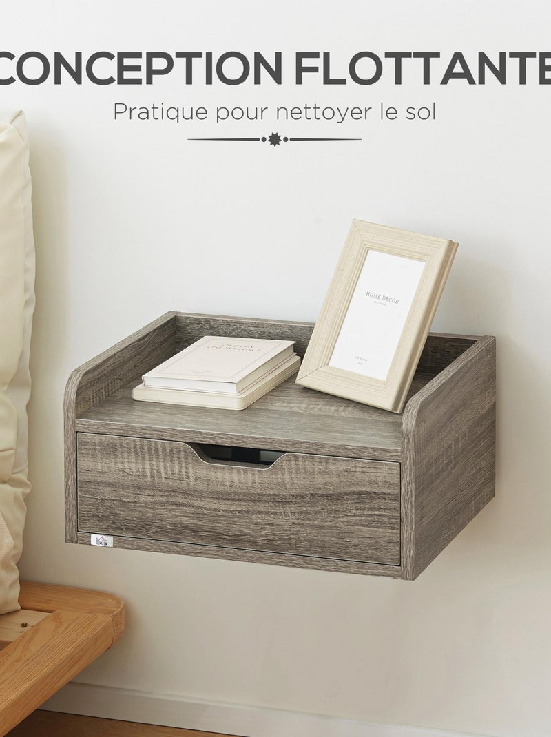 Lot de 2 tables de chevet murales avec tiroir coulissant Gris - Kiabi