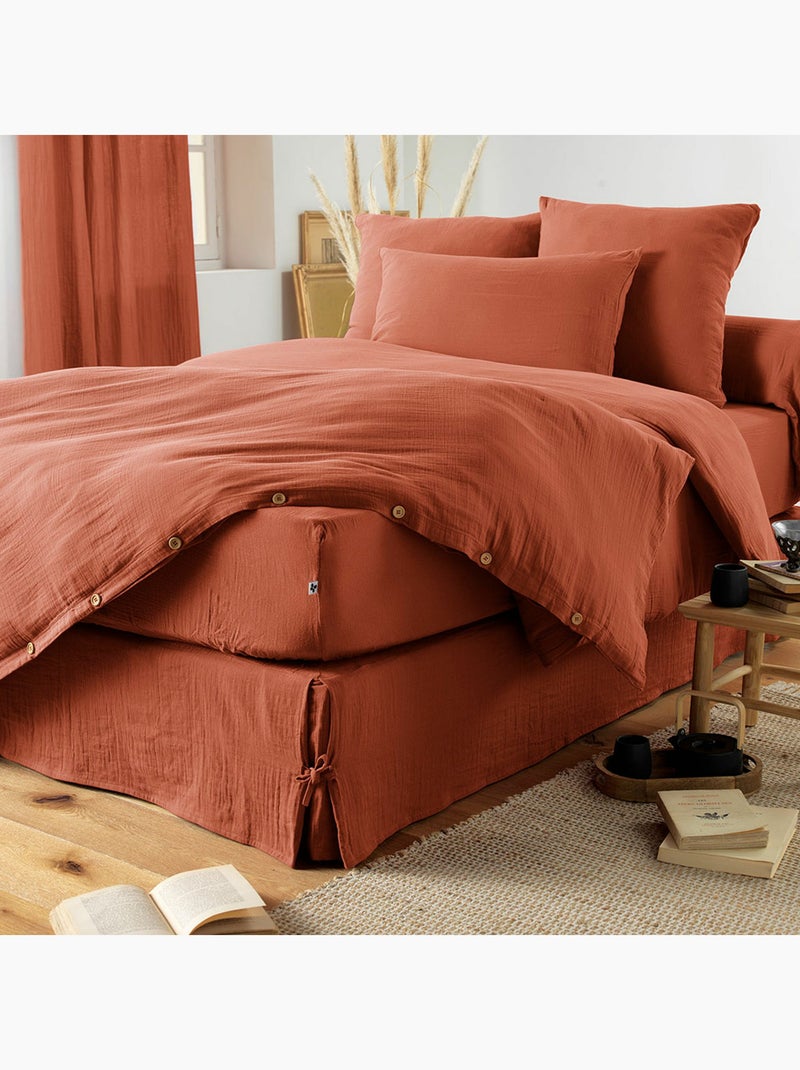 Lot de 2 Taies d’oreiller - Double Gaze de Coton - Gaïa Terracotta - Kiabi