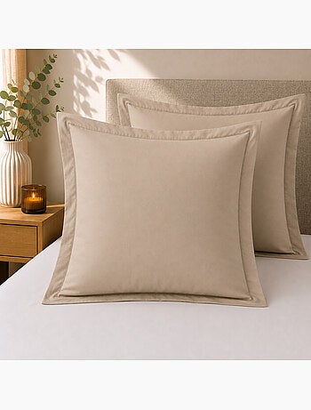 Lot de 2 Taies d'Oreiller – 100% Coton 57 Fils