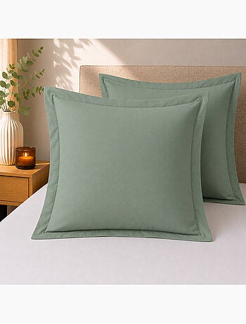 Lot de 2 Taies d'Oreiller – 100% Coton 57 Fils