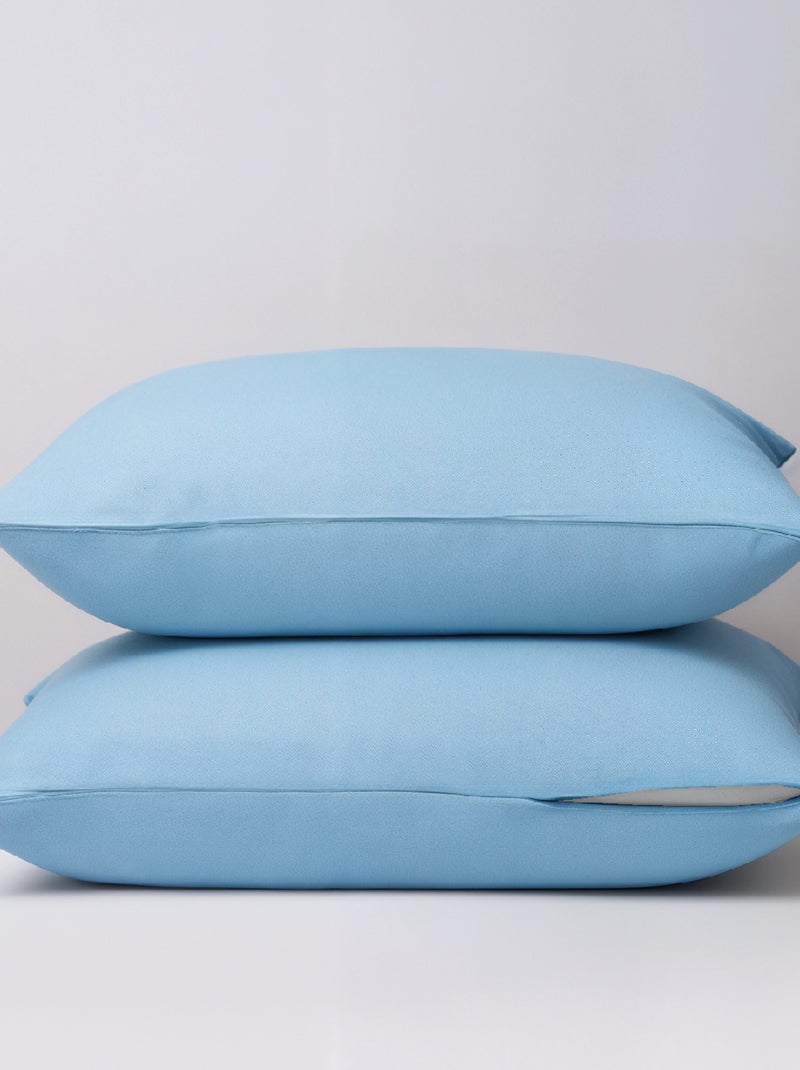 Lot de 2 Taies d'oreiller 2 en 1 - Alèse absorbante intégrée - Coloris Givre - DODO Bleu clair - Kiabi