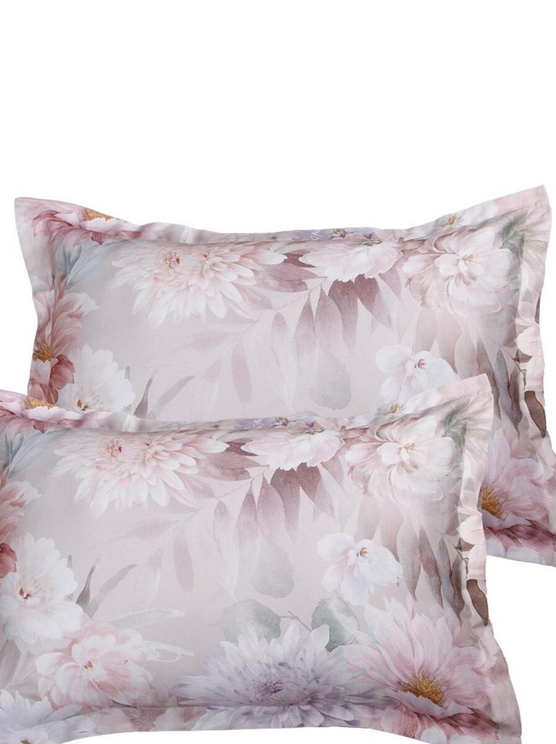Lot de 2 Taies d'oreiller 50x70 cm satin de coton Gris Rose clair - Kiabi