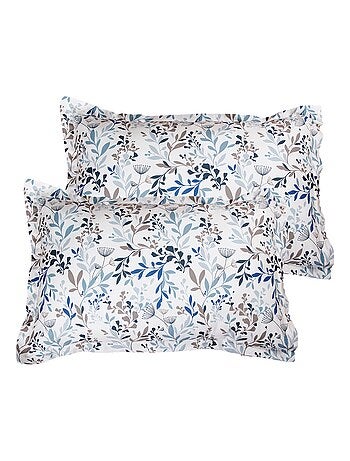 Taie d'oreiller satin - Housse de coussin - 50 x 66 cm - Lot de 2 bleu ciel