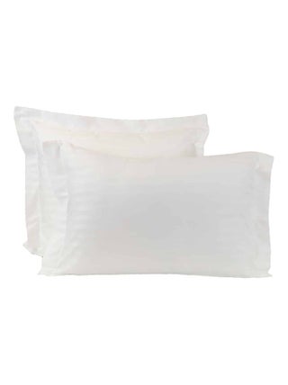 Lot de 2 taies d'oreiller coton bande satin RÊVE