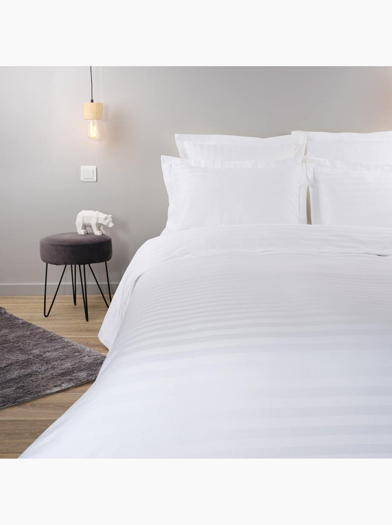 Lot de 2 taies d'oreiller coton bande satin RÊVE Blanc - Kiabi