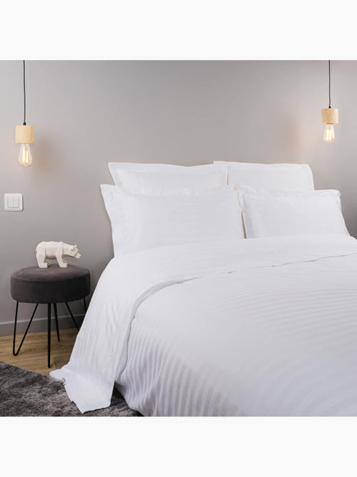Lot de 2 taies d'oreiller coton bande satin RÊVE - Kiabi