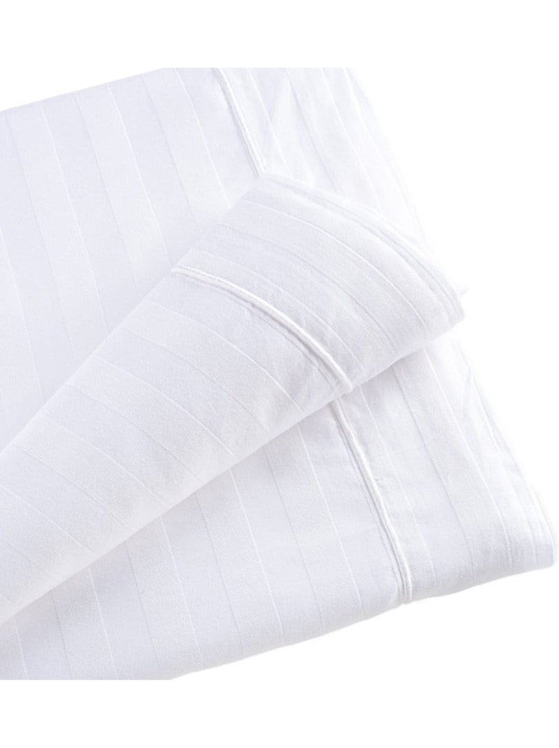 Lot de 2 taies d'oreiller coton bande satin RÊVE Blanc - Kiabi