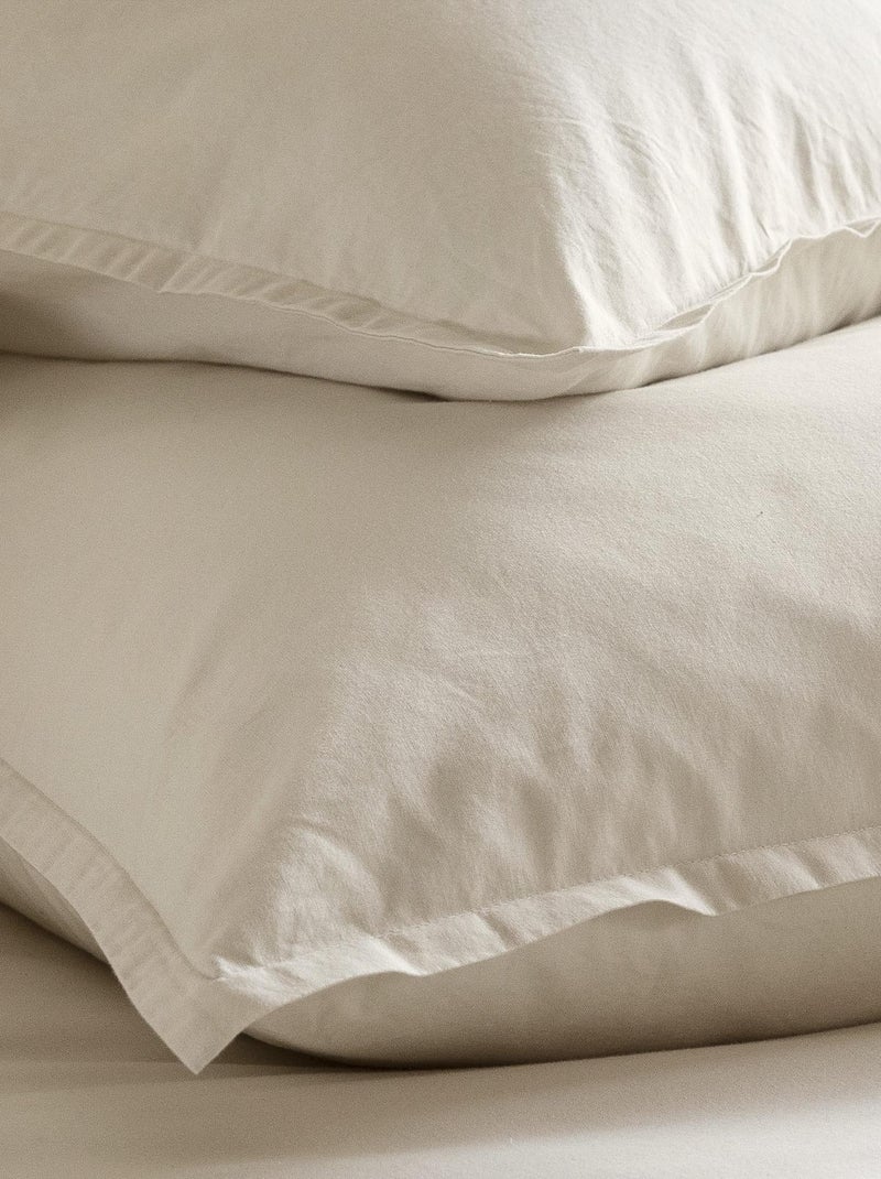 Lot de 2 taies d'oreiller coton lavé Beige - Kiabi