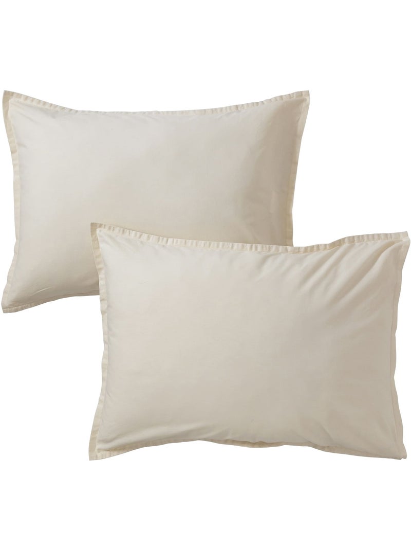 Lot de 2 taies d'oreiller coton lavé Beige - Kiabi