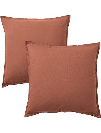 Lot de 2 taies d'oreiller coton lavé