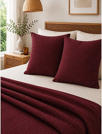 Lot de 2 Taies d’Oreiller – Double Gaze de Coton – GAÏA